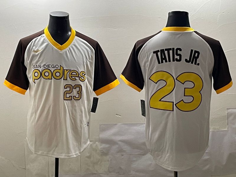 Men San Diego Padres #23 Tatis jr White Throwback Game 2025 Nike MLB Jersey style 5->san diego padres->MLB Jersey